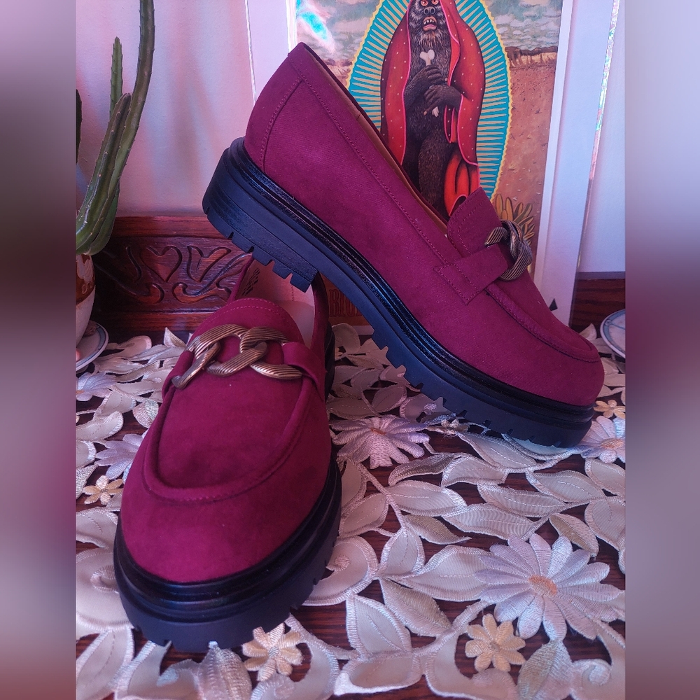 Womens Purple Platform Loafers